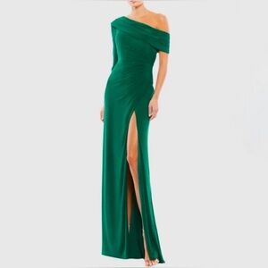 Mac Duggal Emerald Draped One Shoulder Gown